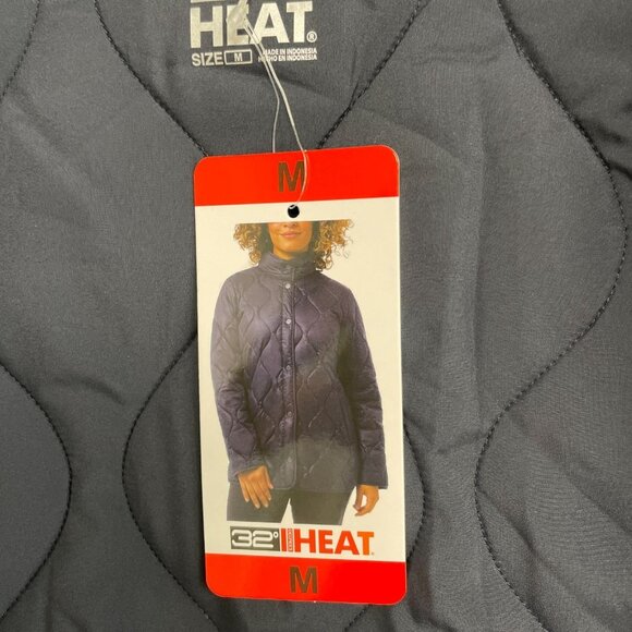 NEW 32 Degrees Heat Women's M Quilted Jacket Navy Polyester Button Lightweight - Picture 8 of 10